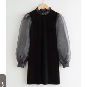 Organza Sleeve Velvet Mini Dress